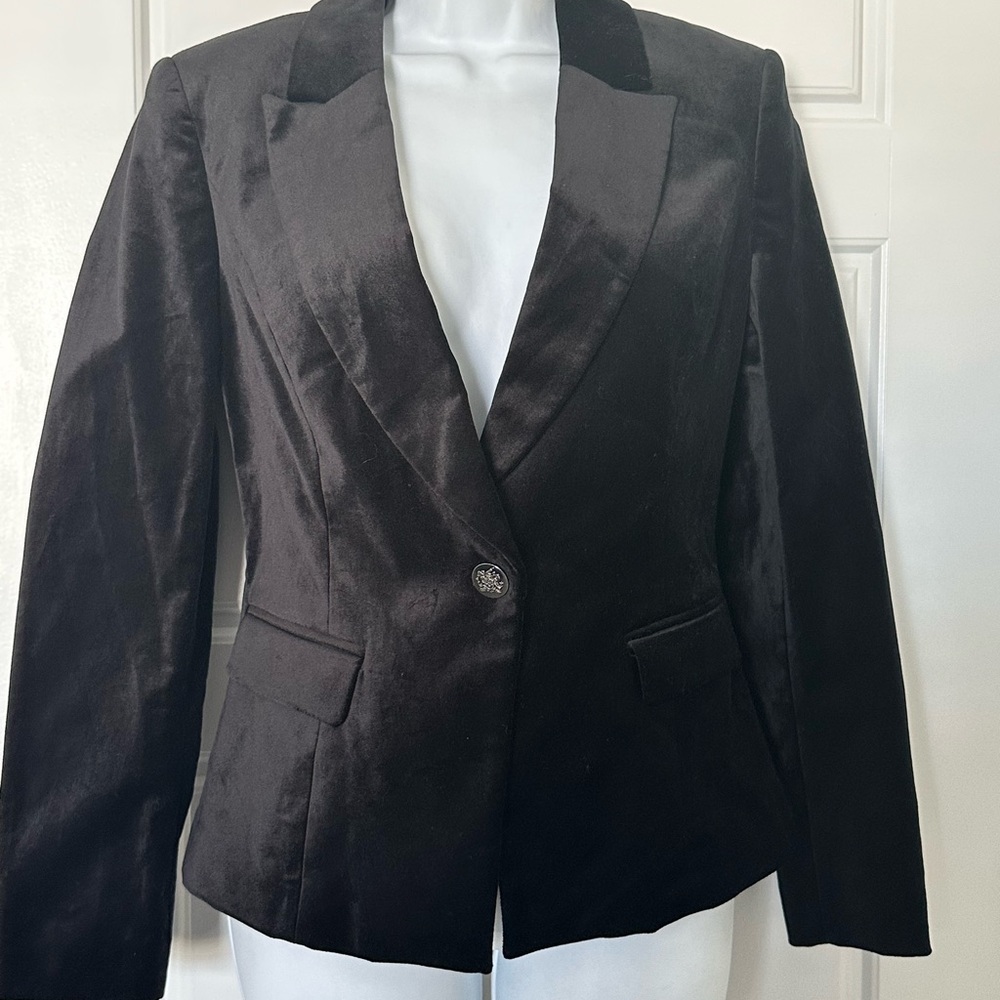 White House Black Market Classic Black Velvet Women's Blazer Size:4